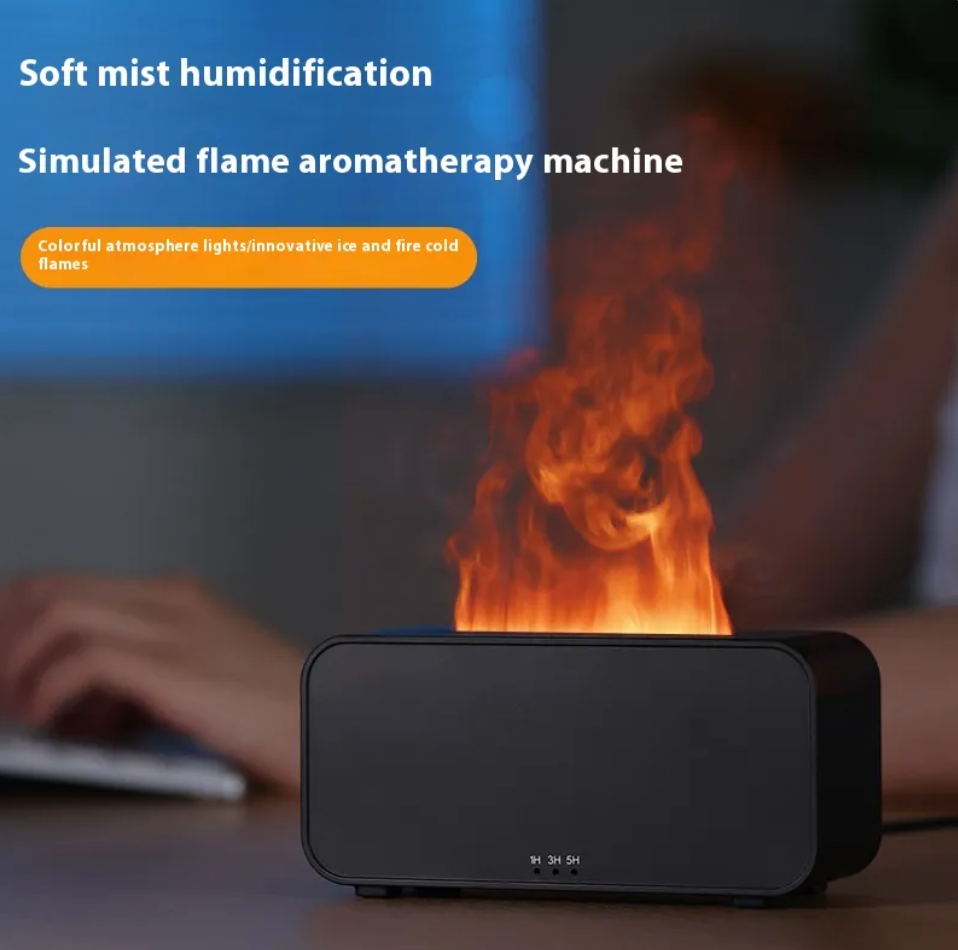 Flame Aroma Diffuser:  Aesthetic Ultrasonic Humidifier with RGB Fire Effect